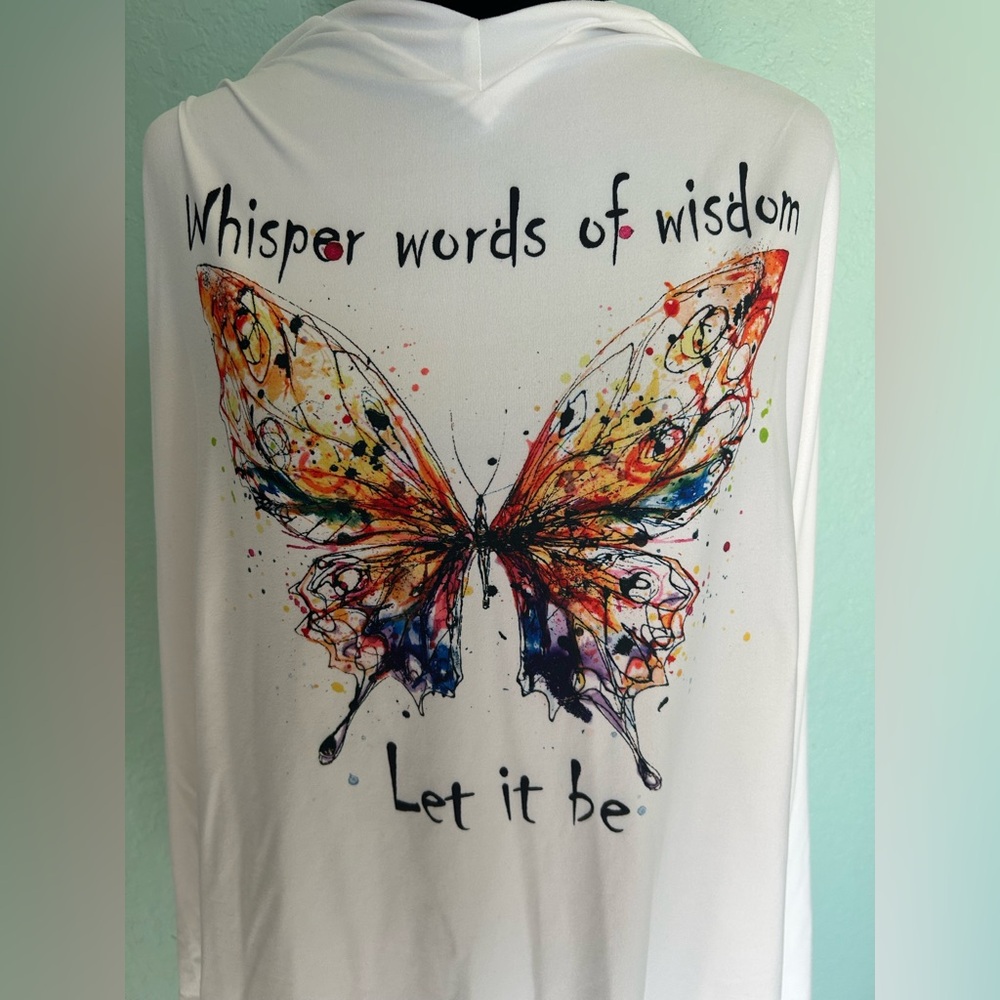 Women's White Butterfly Top - Picture 2 of 5